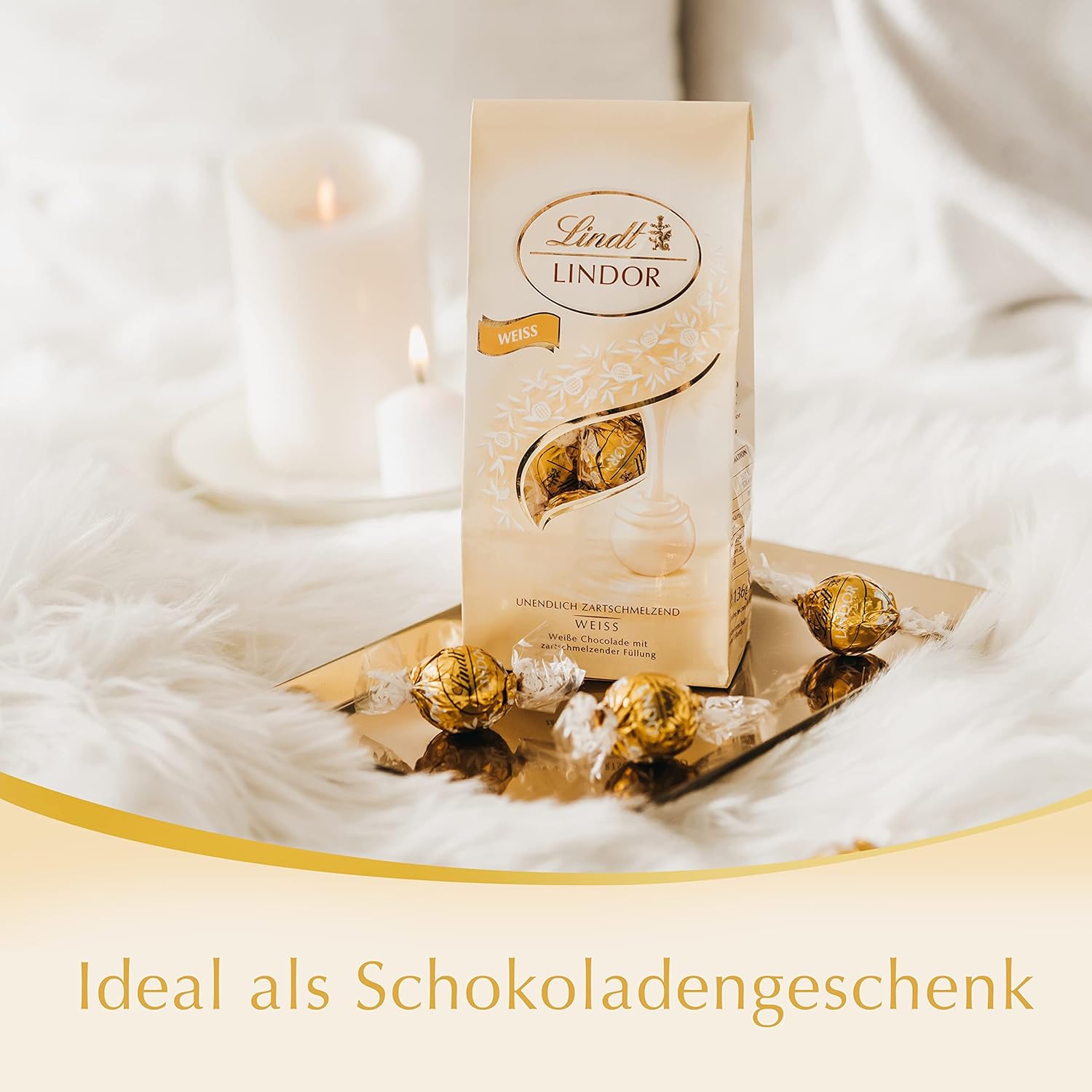Detalle 2 de Lindt Lindor Kugeln weiß – 137 g Beutel