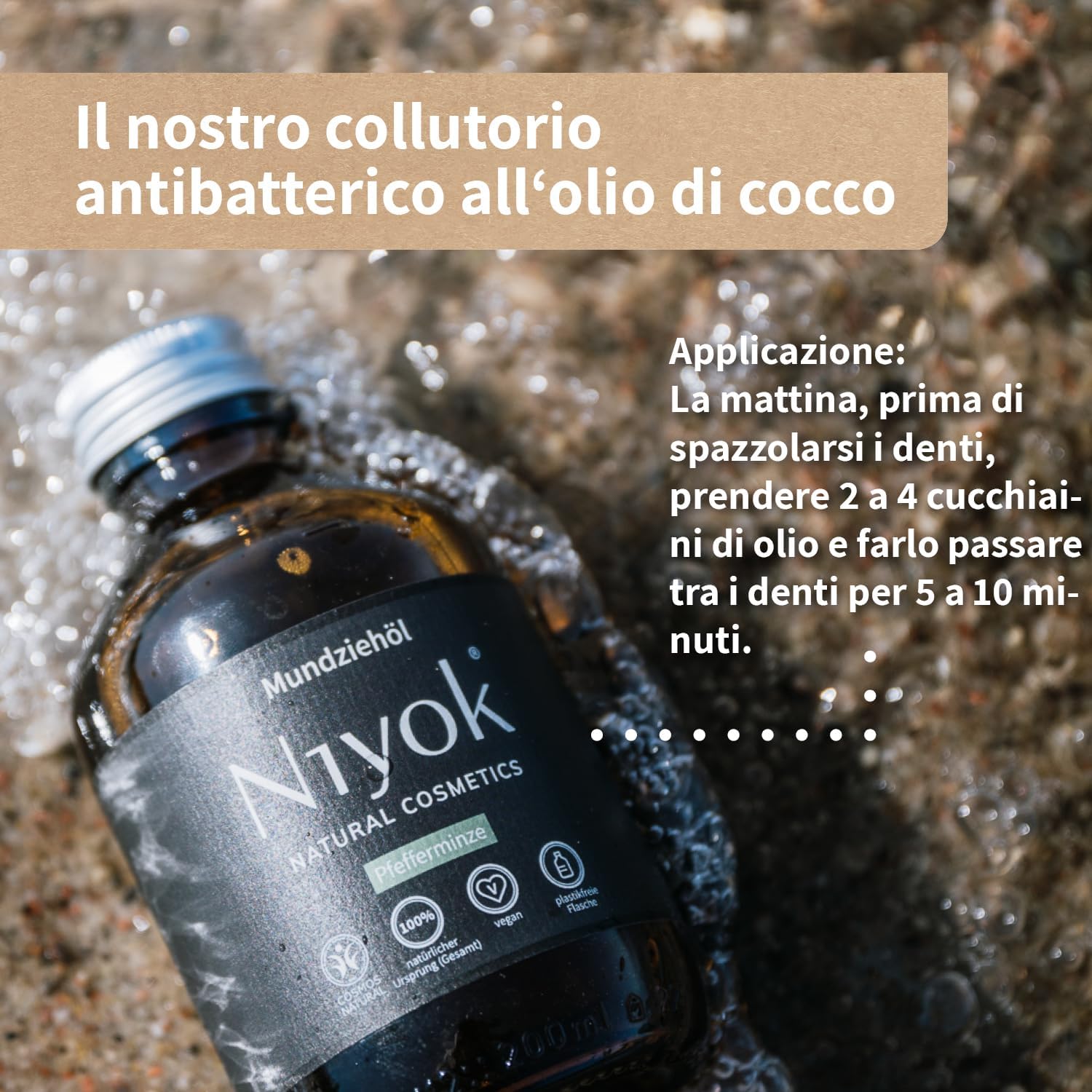 Detalle de Niyok Olio per oil pulling bio Menta Piperita 200 ml – crema naturale per igiene orale
