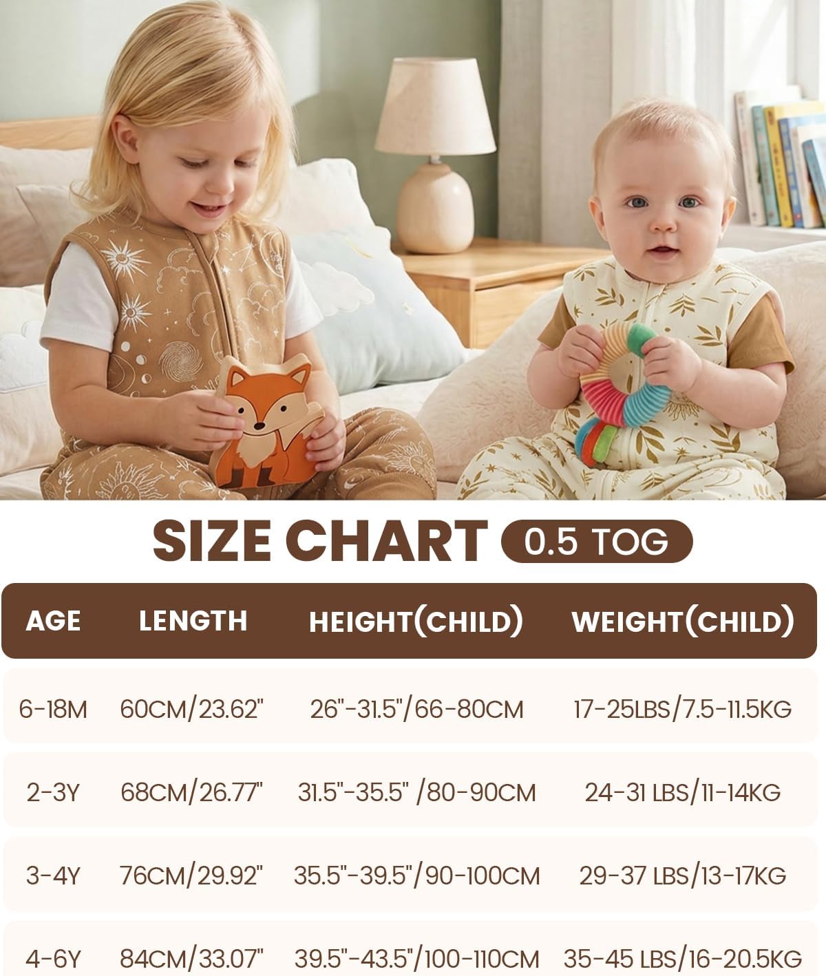 Thumbnail 6 de WYTbaby 2 Pack Sleeping Bag with Legs – 0.5 TOG Cotton Toddler Sleep Sack (2-Pack)
