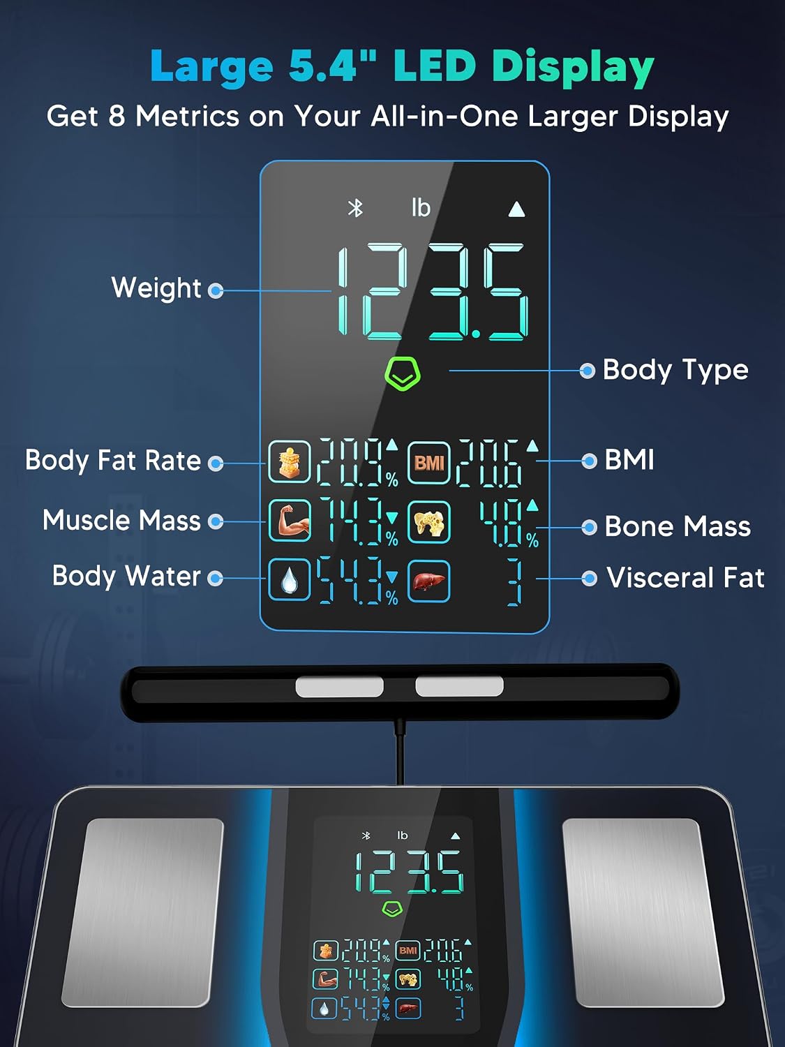 Thumbnail 1 de LOFTILLA Smart Scale: 8-Electrode Body Composition with 50+ Metrics and 5.4" LED Display