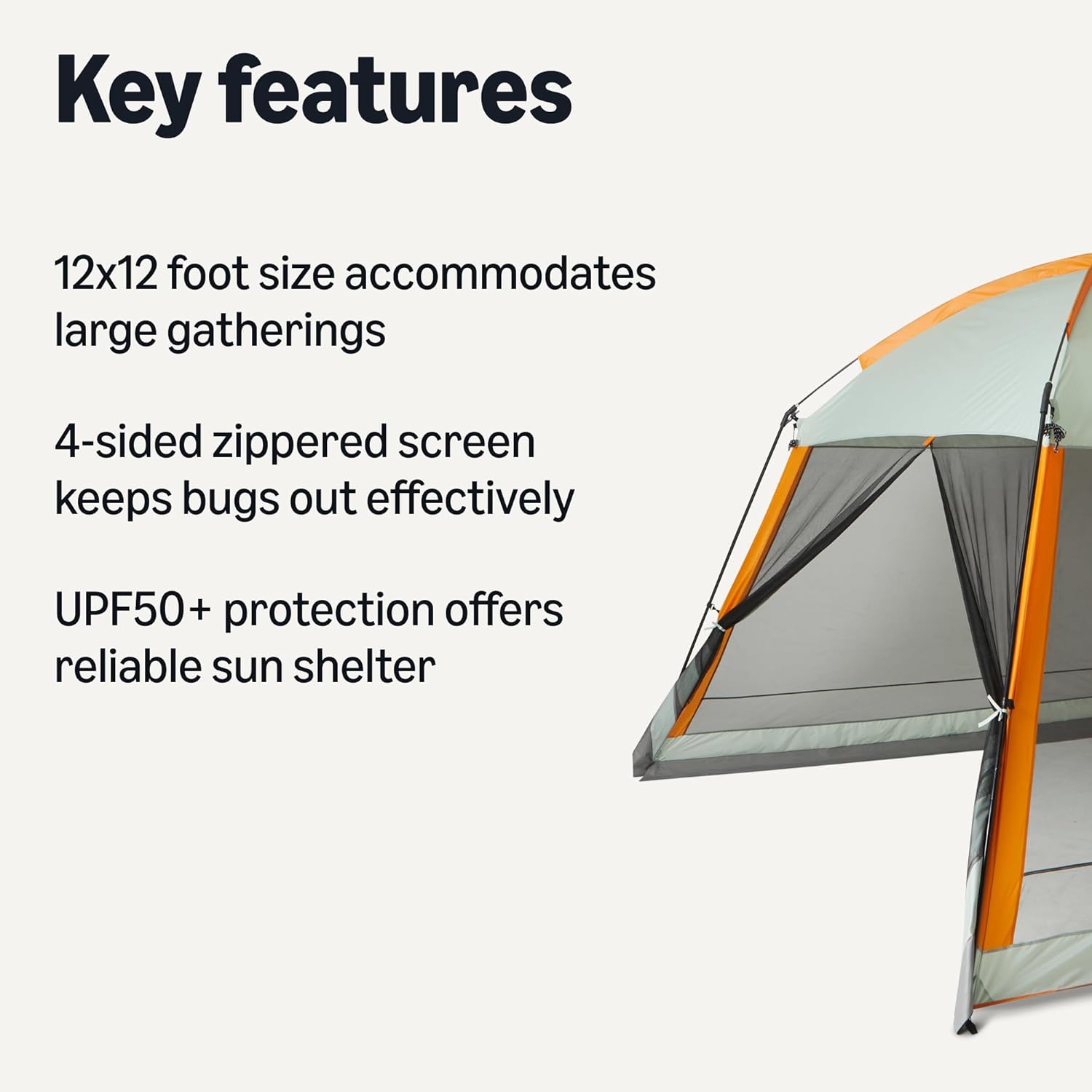 Detalle 2 de Amazon Basics Screened Canopy Tent, 12 x 12 ft with Zippered Enclosure