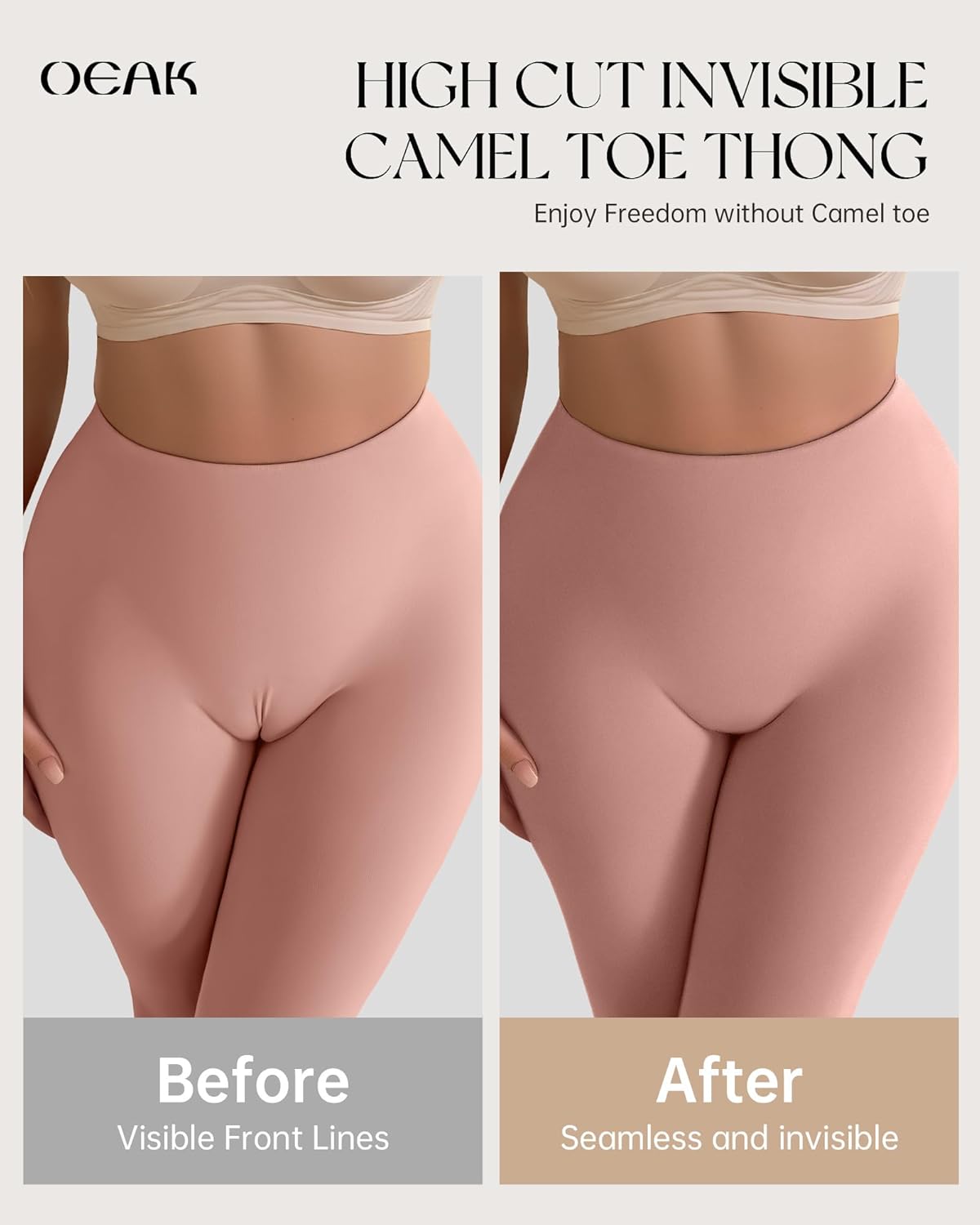 Thumbnail 2 de OEAK Seamless Thongs for Women: Invisible No-Show G-String Panties