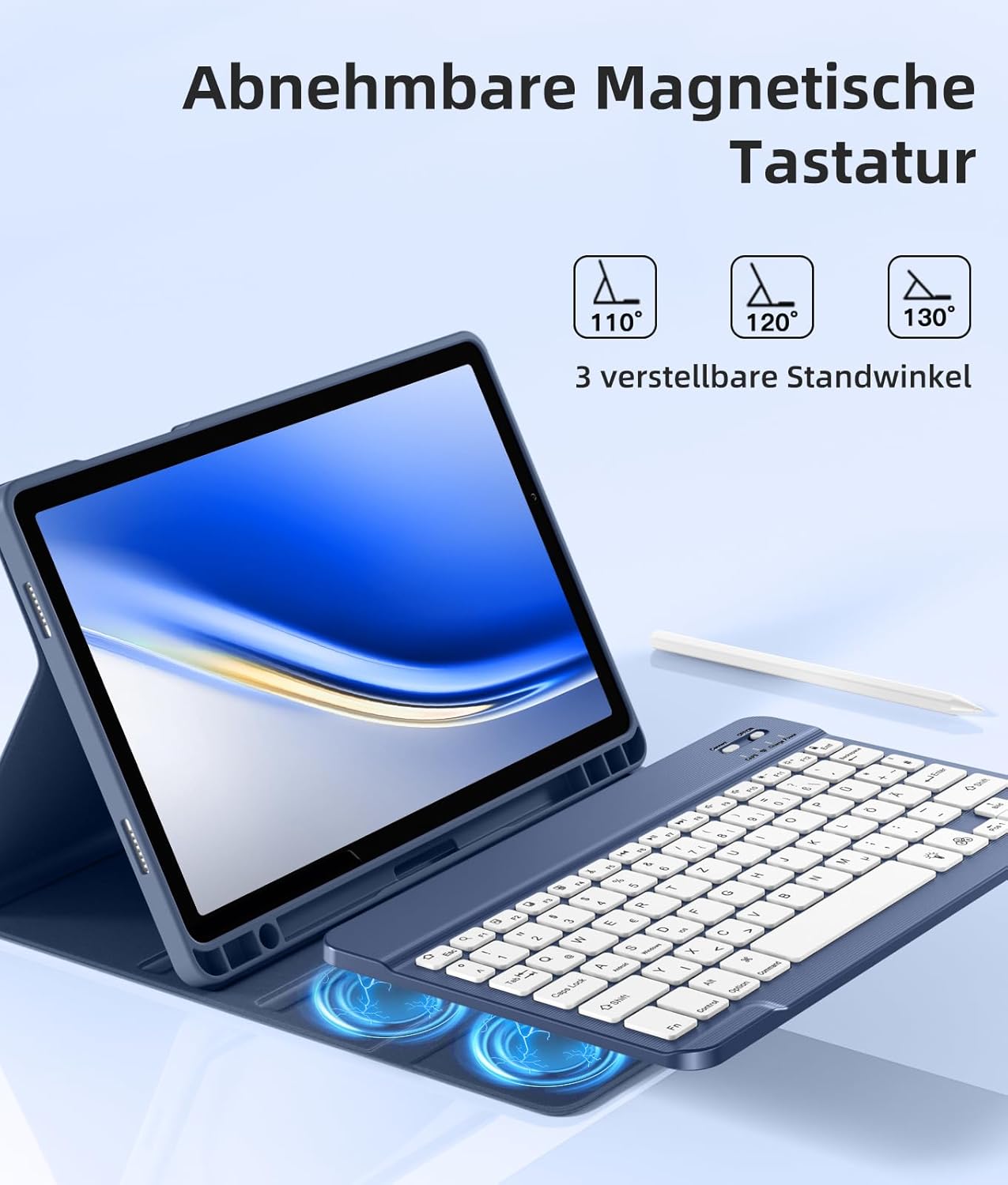 Thumbnail 2 de Vobafe Hülle mit Tastatur für Samsung Galaxy Tab A11+ Plus 11 Zoll (2025) / Tab A9+ Plus (2023) – 7 Farben, beleuchtete Tastatur, Abnehmbare Tastatur