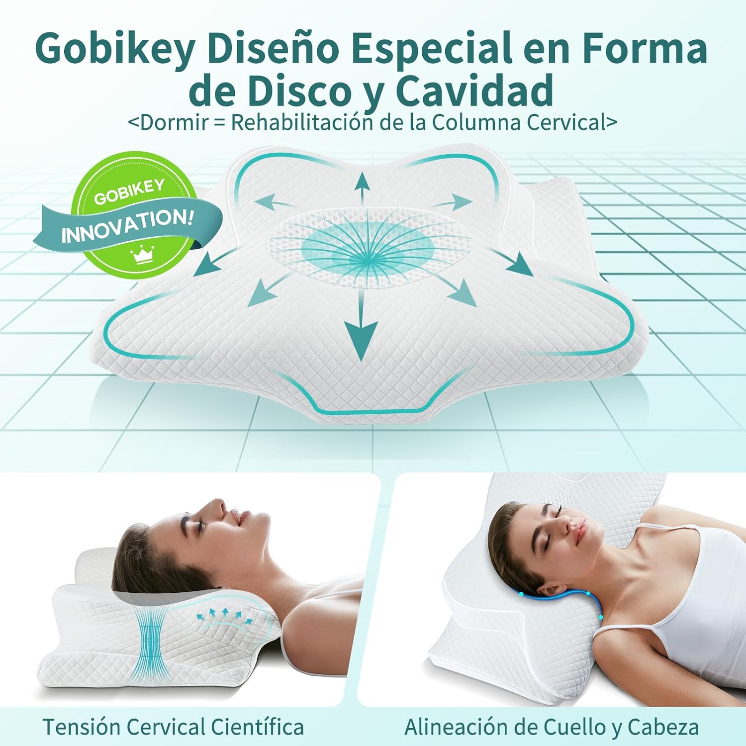 Thumbnail 3 de Gobikey Almohada Cervical Viscoelástica 60x36