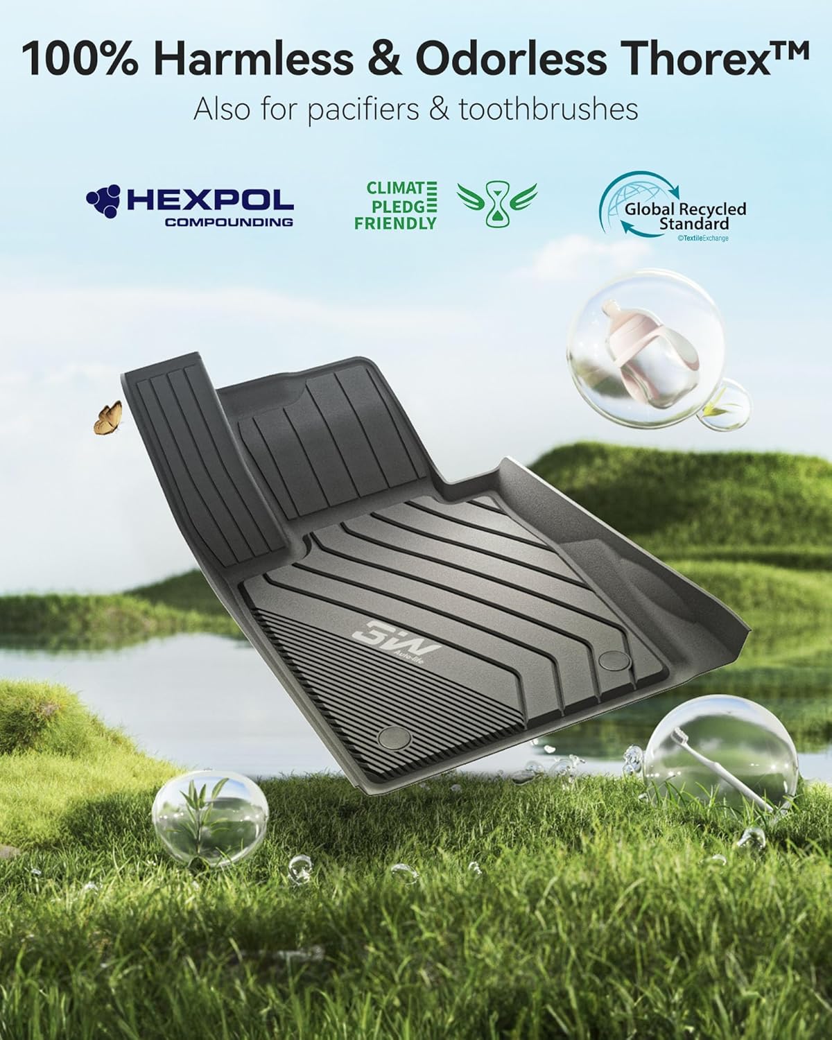 Thumbnail 6 de 3W Custom-Fit TPE Floor Mats for BMW 5 Series G30 (2017–2023) — All-Weather Full Set (Not for GT & 530e)