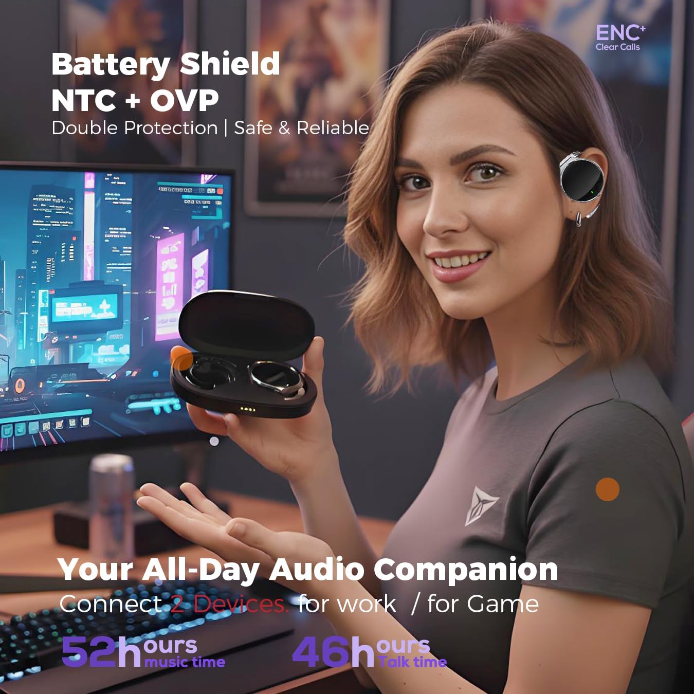 Detalle 1 de Micool BT-X Easy Bluetooth 5.4 Kopfhörer