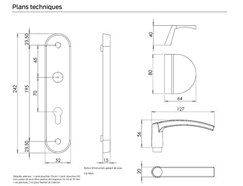 Thumbnail 1 de Bricard 9900031 Poignées blindées or ⚙️