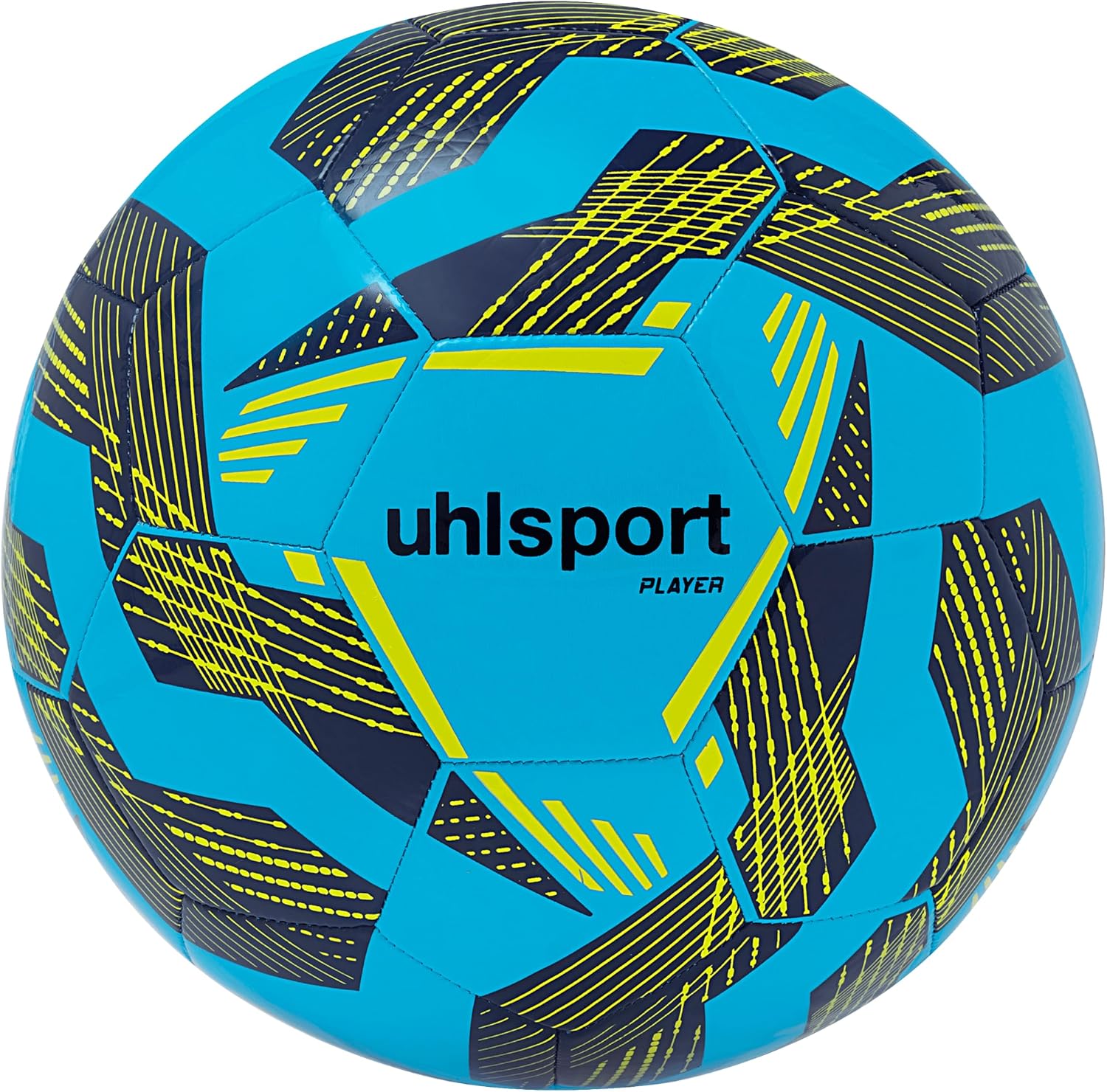 Detalle 2 de uhlsport Player Football Ballon de Football Taille 5 - Fluo Rouge/Argent/Cyan