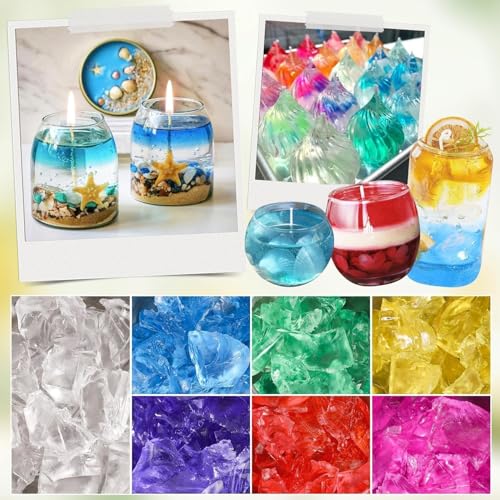 Thumbnail 7 de Blingfun Gel-Wachs-Set für DIY-Kerzen: 7 Farben, 9 Gel-Wachs-Stücke, langsames Brennen (130°C) inkl. Dochte und Halter