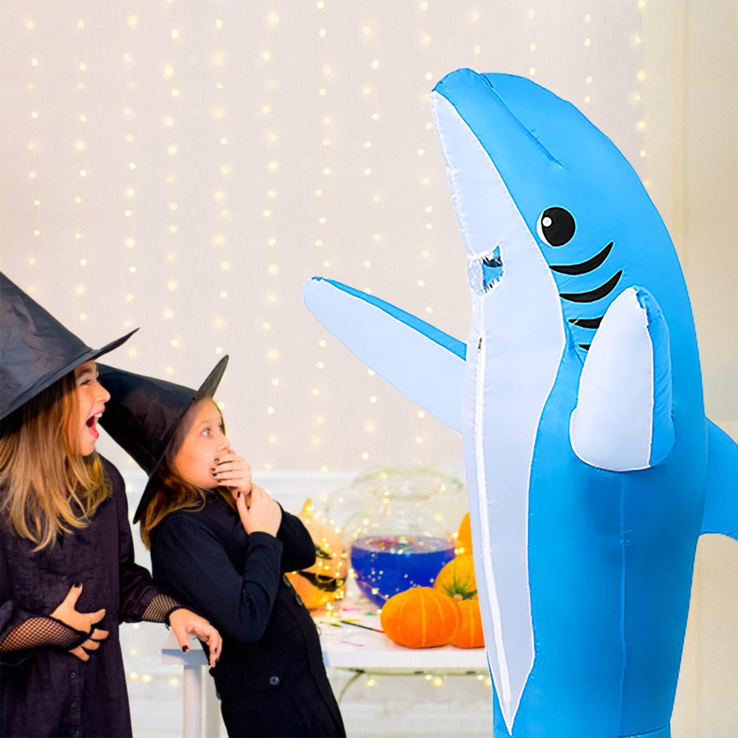Detalle 1 de KMiKE Inflatable Shark Costume for Adults and Kids with Battery-Powered Fan