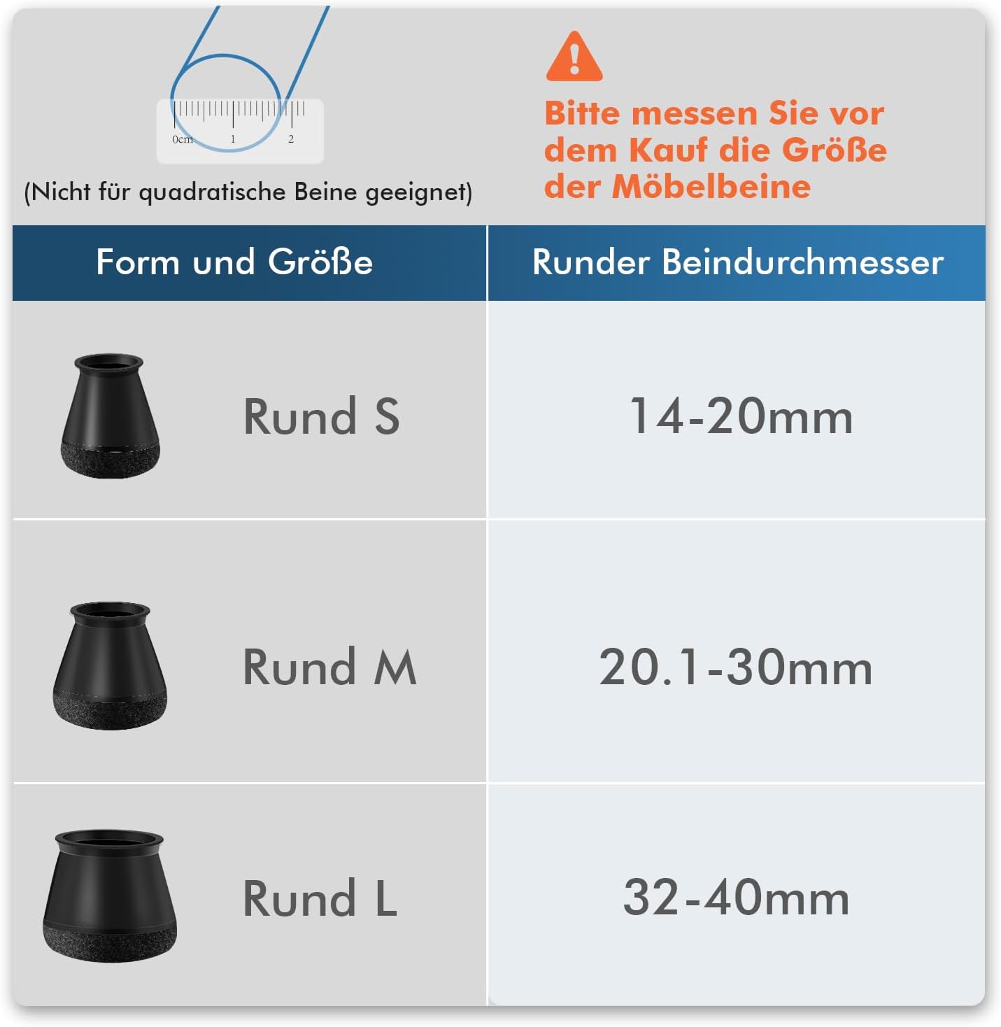 Thumbnail 1 de shinfly Stuhlbeinkappen Rund (24 Stück) – Filzgleiter für Stuhlbeine, schwarz (Fit: 14–20 mm)