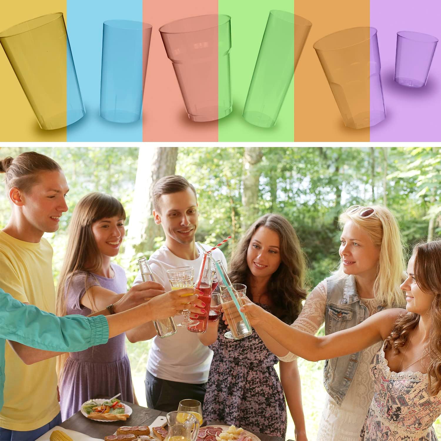 Detalle de Silverkitchen 4037-005 Reusable Cocktail Cups, 300 ml PP, Stackable