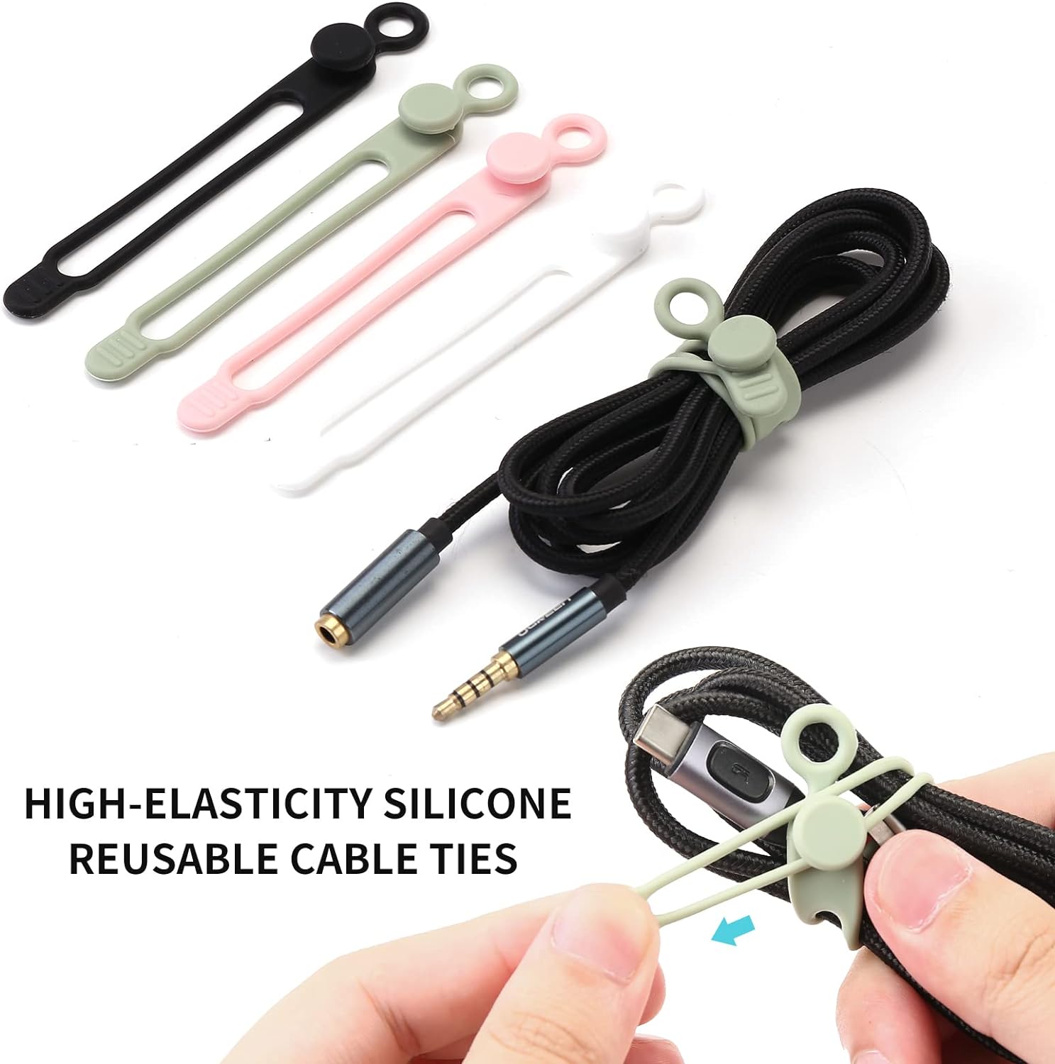 Thumbnail 2 de UMUST [20Park] UMUST Silicone Cable Ties Reusable Cable Management Organizer (20-pack, 4 colors)