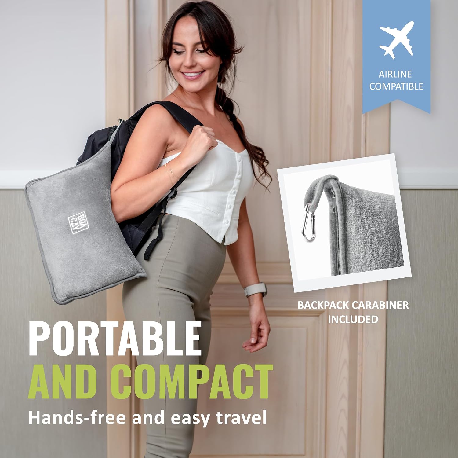 Detalle de BOACAY Soft & Warm Travel Blanket with Pillow