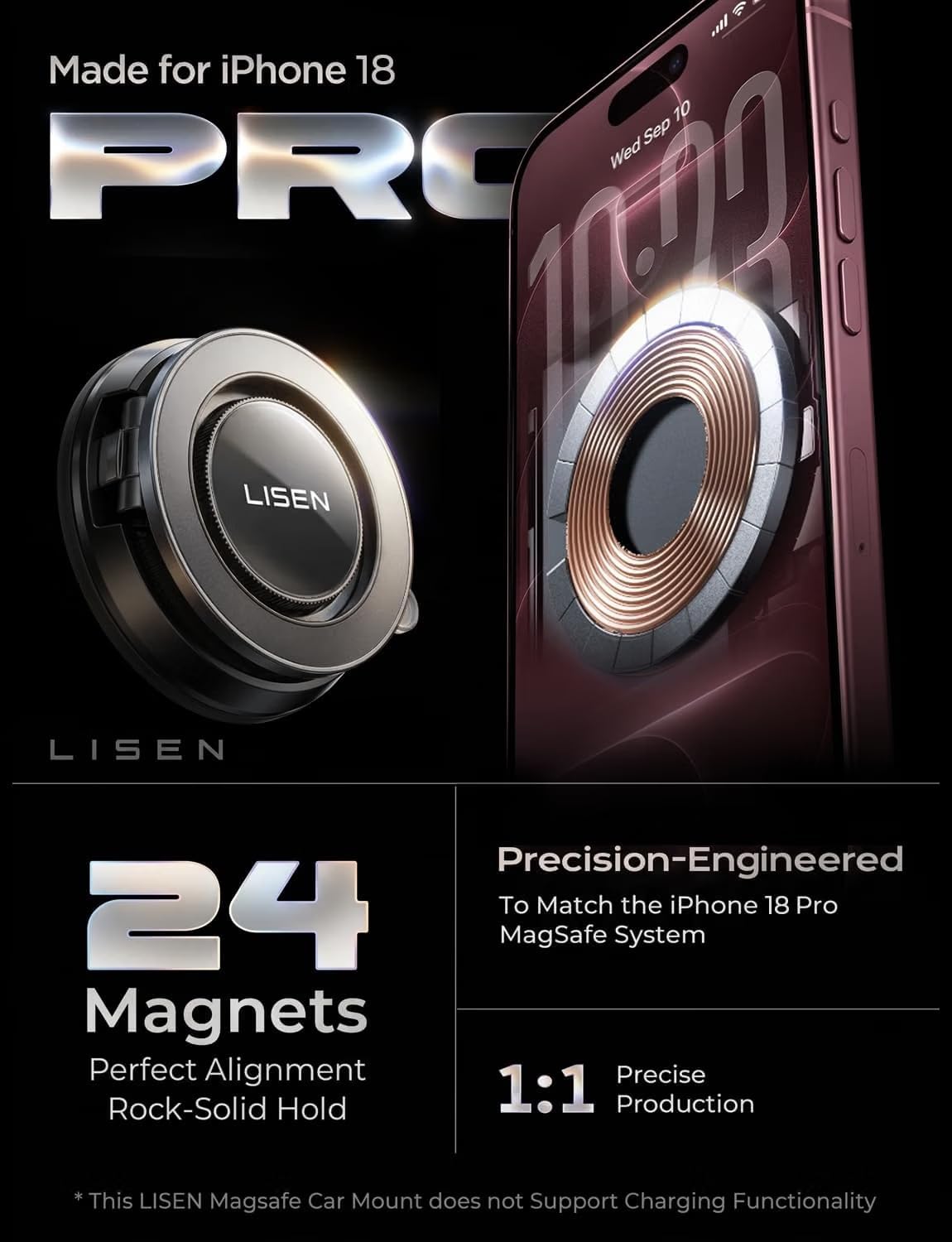 Detalle de LISEN Magnetic Car Phone Mount, All-Metal