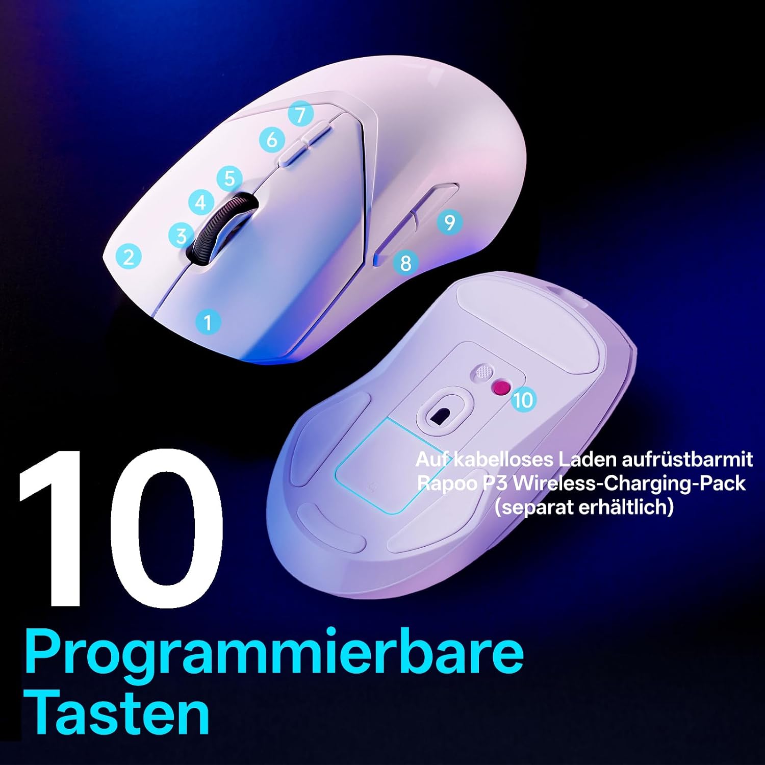 Detalle de Rapoo VT9Pro 4K Kabellose Gaming-Maus mit PAW 3398 Sensor – 26000 DPI, 4000 Hz, 68 g