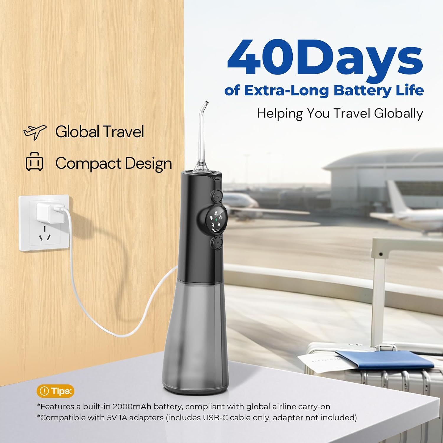 Detalle 2 de Bezvoi Cordless Water Flosser, 300 mL Tank