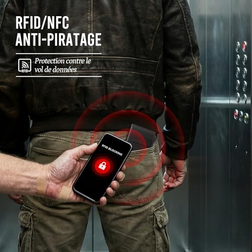 Detalle de YESIIW Porte Carte Homme en Aluminium avec Pop-Up et Blocage RFID – Noir Européenne