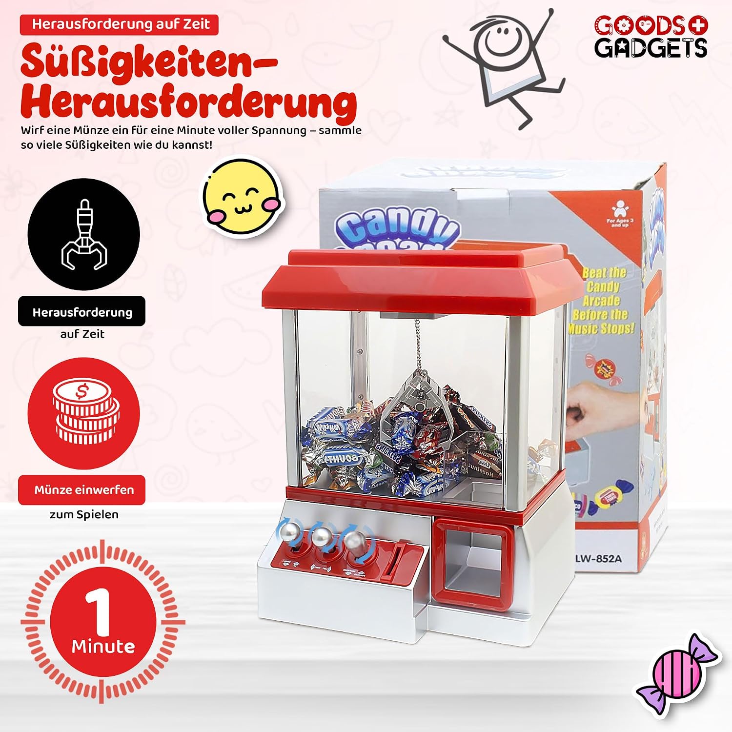 Thumbnail 1 de Candy Grabber Süßigkeitenautomat rot