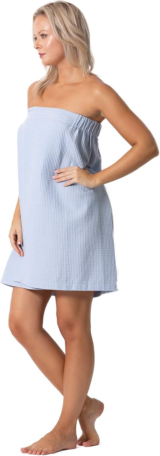 Detalle de Turkish Linen Women’s Waffle Spa Body Wrap with Adjustable Closure