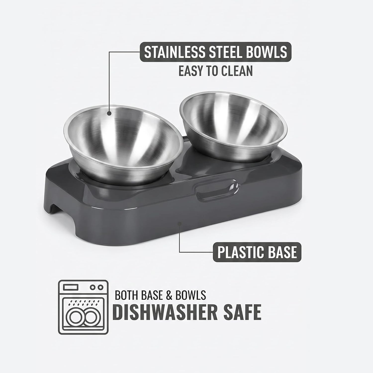 Thumbnail 5 de H&A PETCARE Raised Cat Bowl with Stand – 0° and 15° Tilted Dual Bowls Set