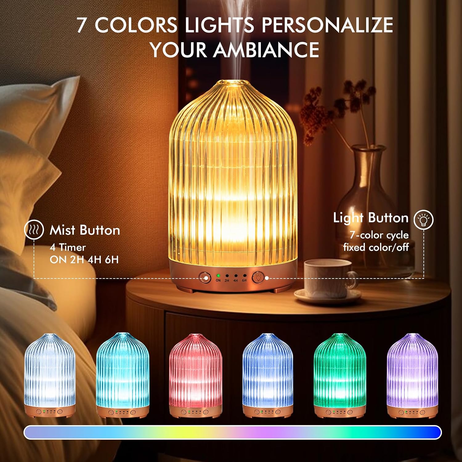 Thumbnail 1 de Essential Oil Diffuser Glass Electric Aromatherapy Diffuser with 200ml Tank