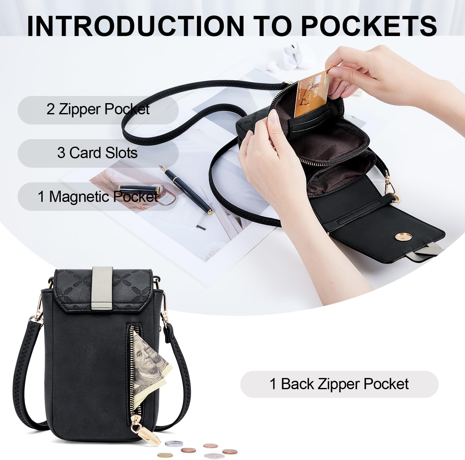 Detalle de MUIIKOLA crossbody phone bag with 3 card slots