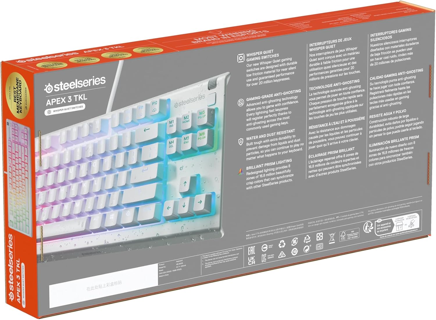 Thumbnail 9 de SteelSeries Apex 3 TKL - Teclado Gaming Blanco con RGB 🌈