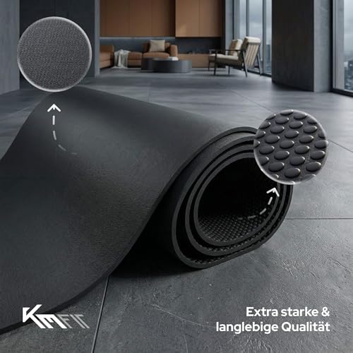 Detalle de KM-Fit Bodenschutzmatte 120x60x0,8 cm – rutschfeste Unterlage für Fitnessgeräte und Boden