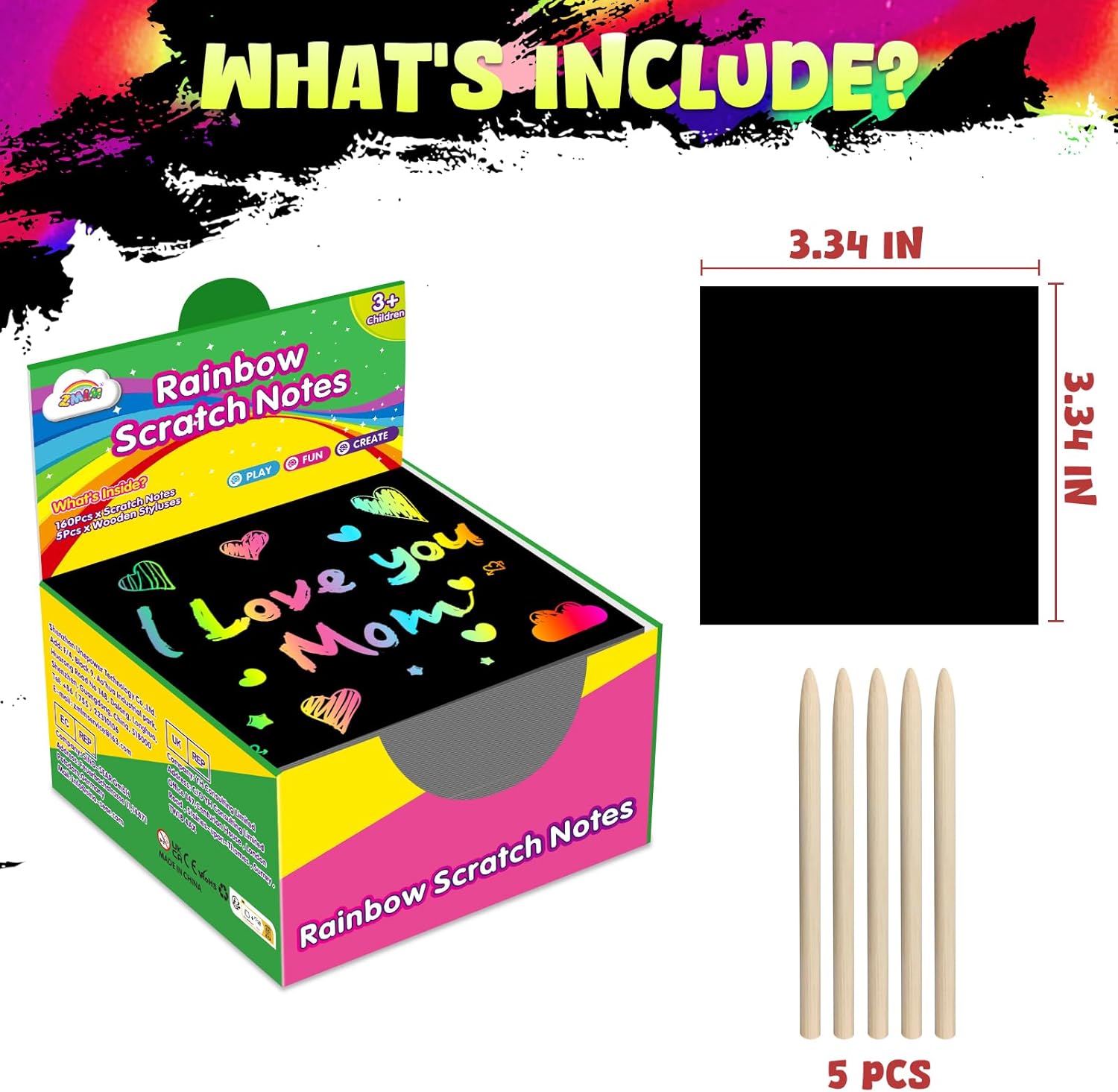 Thumbnail 5 de ZMLM Rainbow Scratch Mini Art Notes 160 cards 🎨