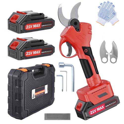 Detalle de XIAZIR Sécateur électrique sans fil 40 mm avec moteur brushless et 2 batteries 21 V – coupure efficace pour arbres et jardin