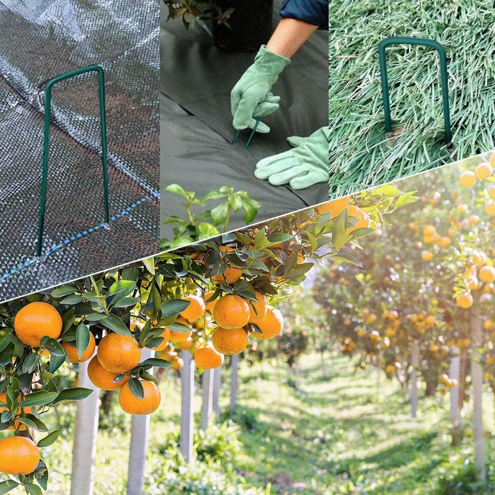 Detalle de OUNUO 100 Picchetti Giardino per Telo Pacciamatura – Zincato, 150x25 mm, Ø3 mm – Verde