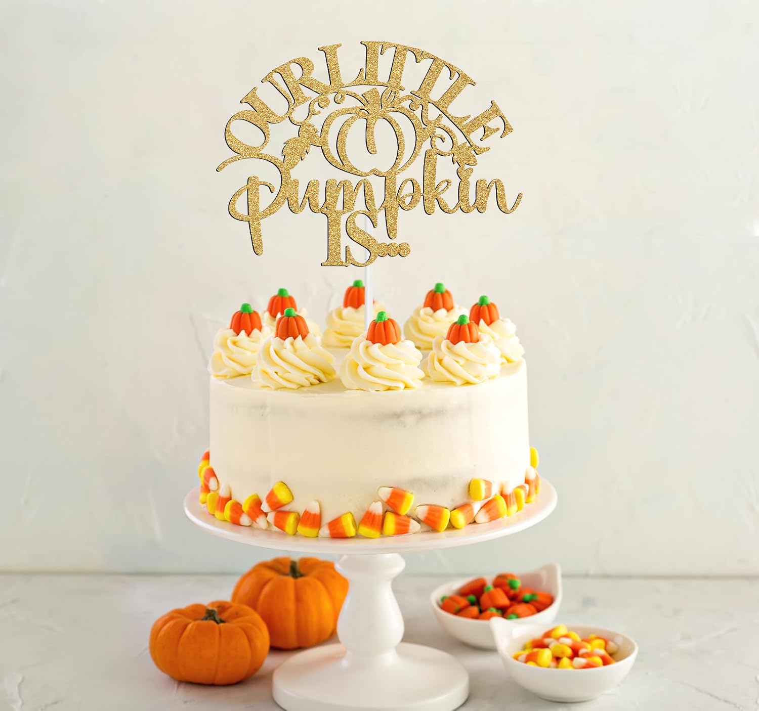 Detalle de NARLOPI I-0241 Little Pumpkin Cake Topper, Gold Glitter Paper, 4-Inch