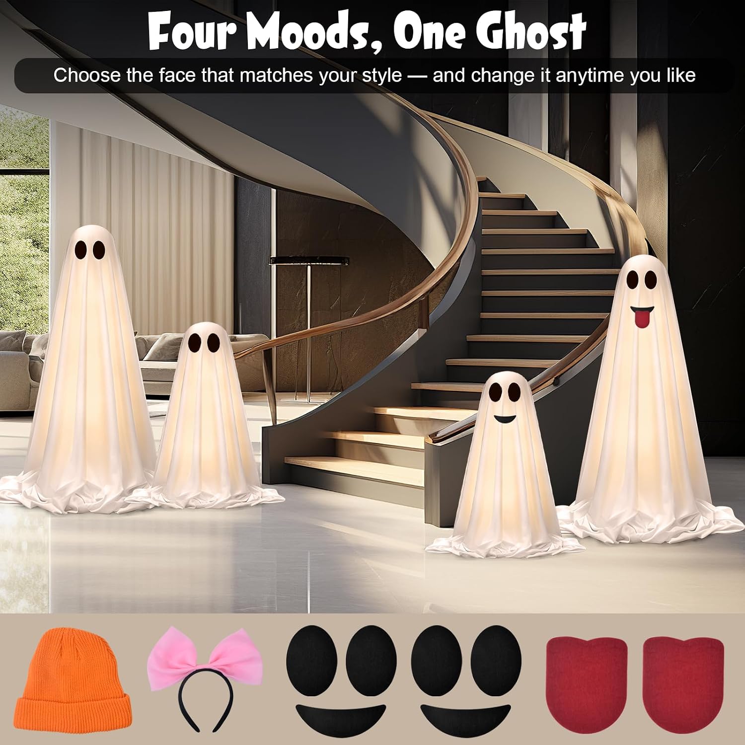 Detalle 2 de Light-Up Halloween Ghost Decorations, 2-Pack