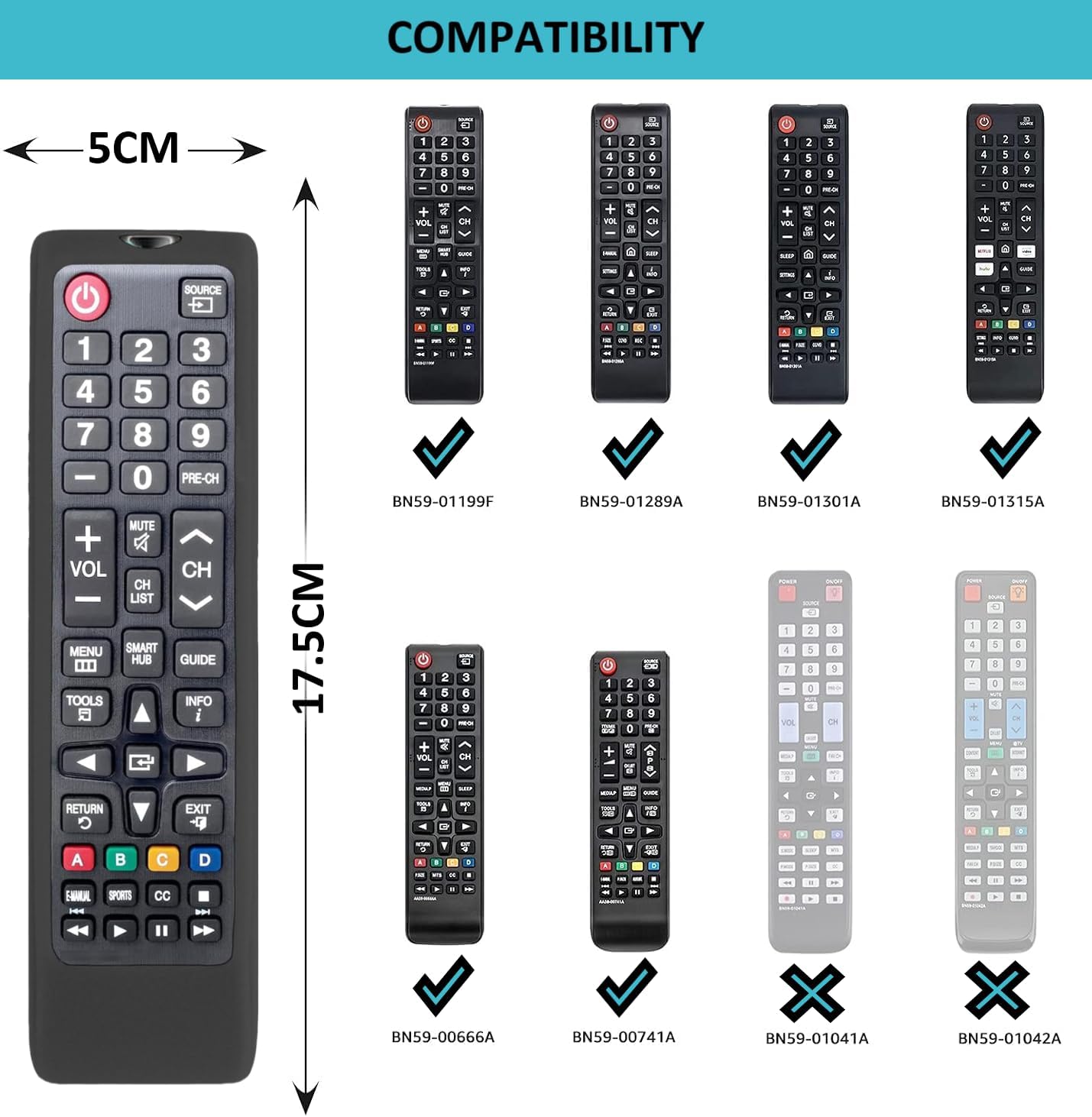 Detalle de Protective Silicone Remote Cover for Samsung TV Remotes (AA59-00741A / BN59-01175N / BN59-01315B)