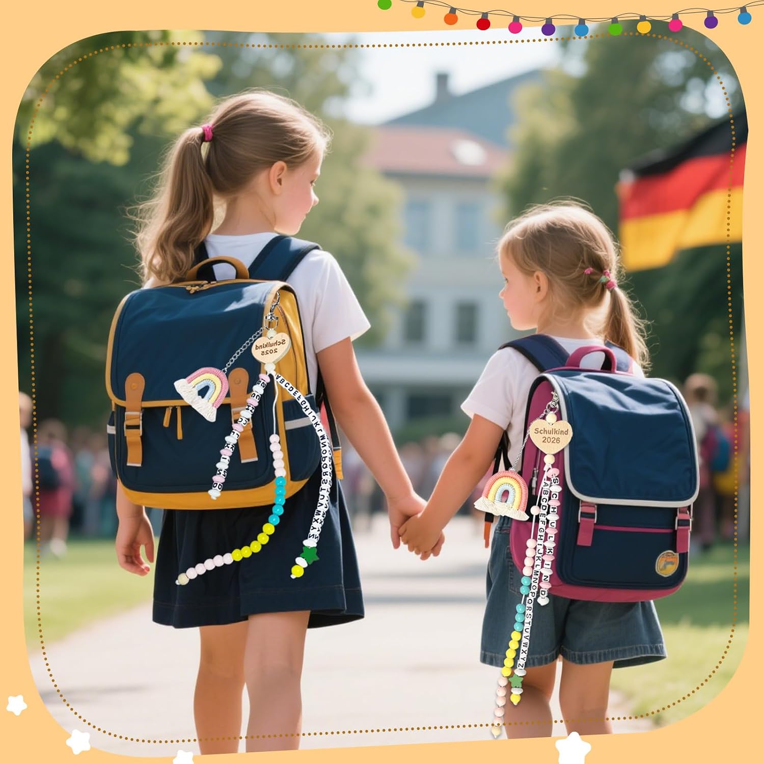 Detalle 2 de KUPITM6 Rechenkette Geschenk Einschulung – Glücksbringer für Mädchen, ABC-Lernen und Rechenglaspeerl