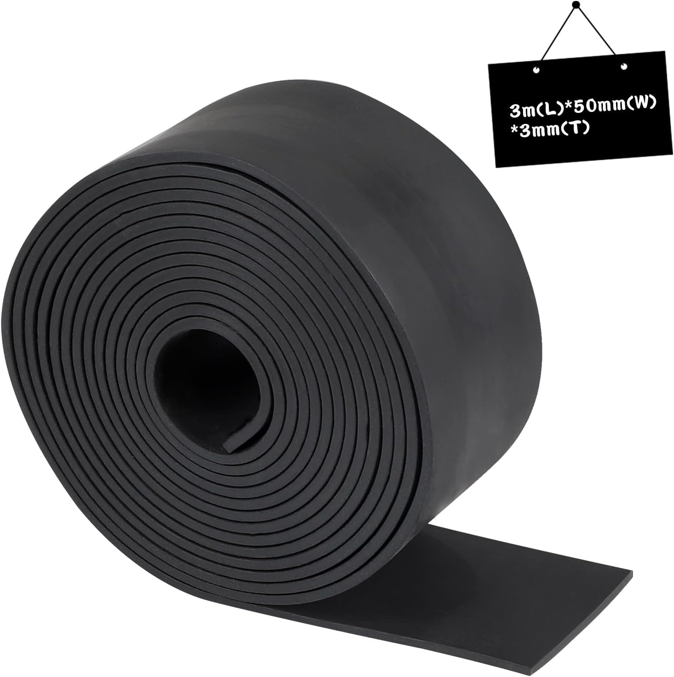LALAGO Gummistreifen – Neopren Gummimatte, Vollgummiprofil 50mm x 3mm x 3m