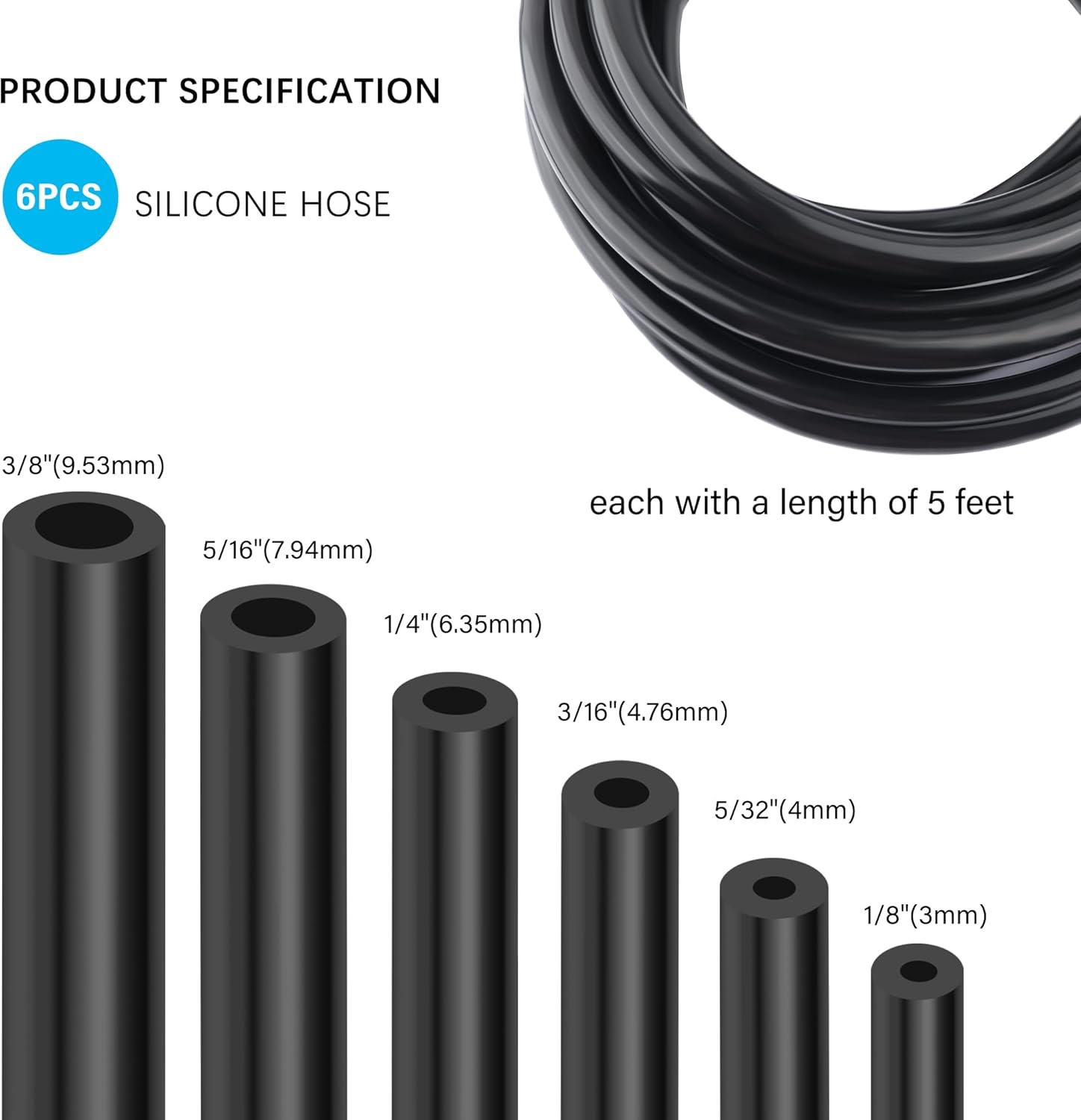 Thumbnail 1 de Multipurpose Vacuum Line Kit: 6x5ft Silicone Vacuum Hoses with 64 Connectors (70PCS total)