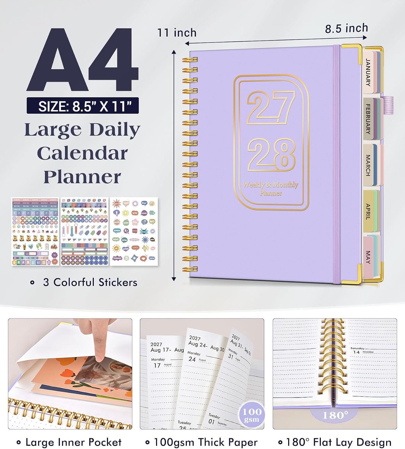 Detalle 1 de NOTBOKPA 2027-2028 Planner, 18-Month Weekly and Monthly Hardcover Agenda