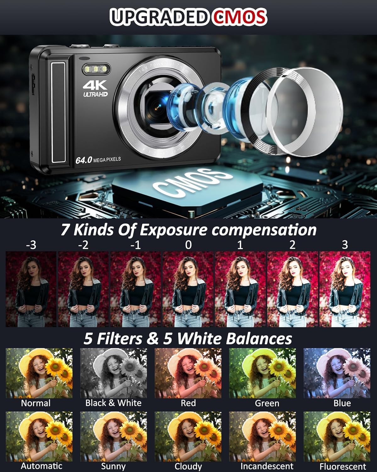 Detalle 2 de 4K Digital Camera with 2.8-Inch Display, 64MP UHD and 16x Zoom: A Practical starter for Kids and Beginners