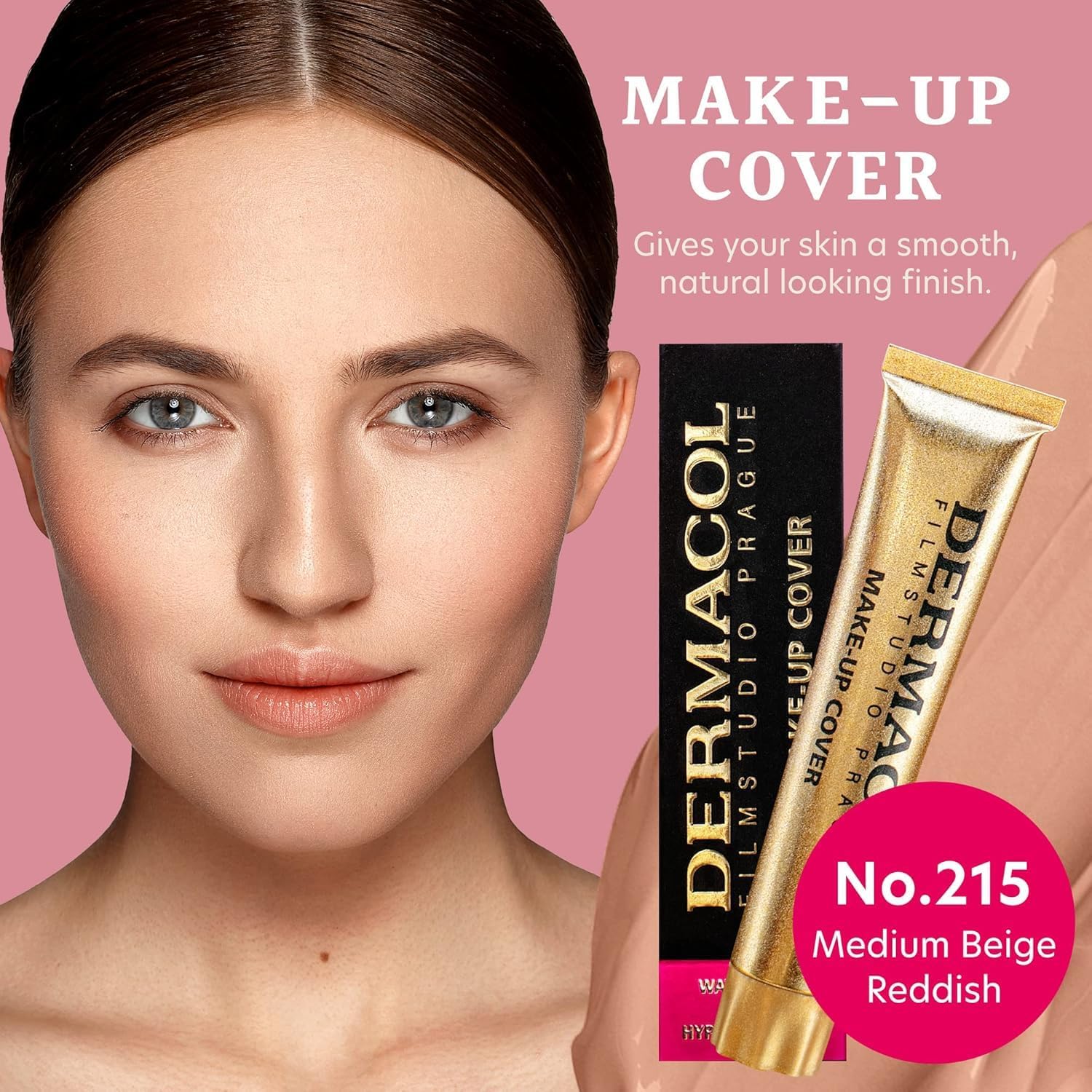 Detalle de Dermacol Full Coverage Foundation SPF 30 (Matte, Waterproof) Shade 215 – Liquid Makeup for oily, acne-prone skin