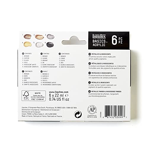 Detalle 2 de Liquitex BASICS Set pintura acrílica 6×22 ml 🎨