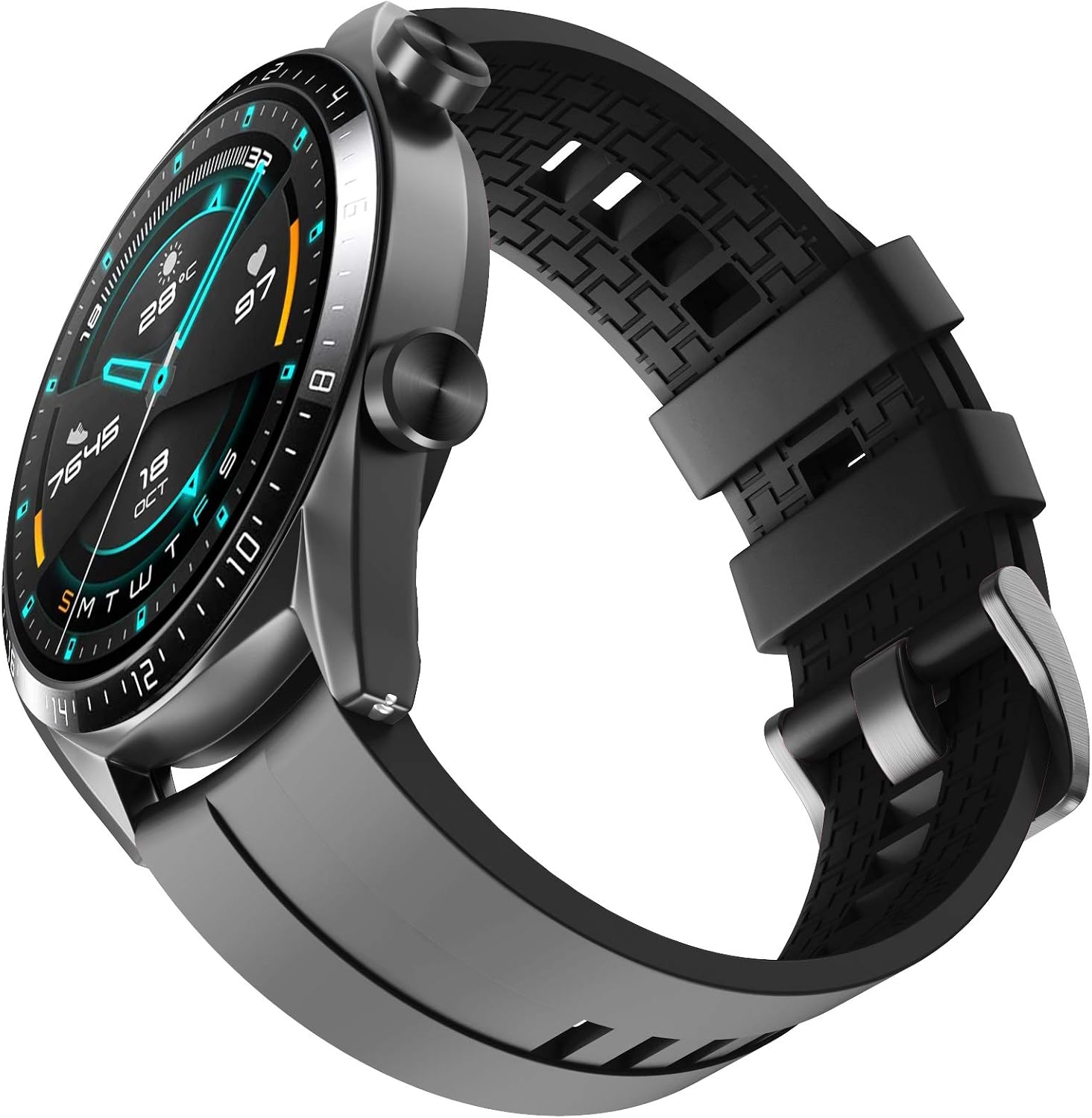 Detalle de 22-mm Silikon-Uhrenarmband (kompatibel u. a. mit Huawei Watch GT 46 mm & Samsung Galaxy Watch 46 mm) – Sportband für schnelles Wechseln