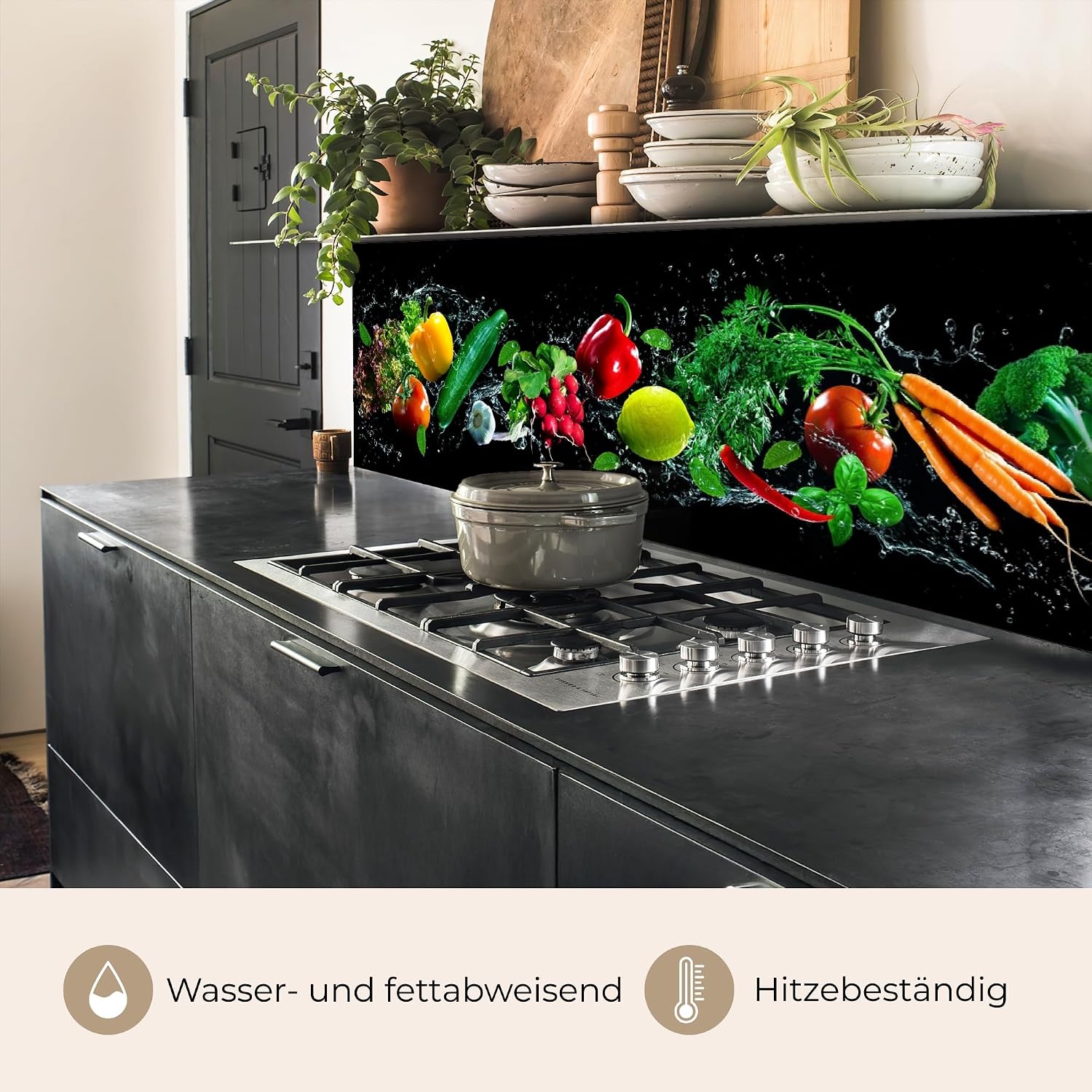 Thumbnail 6 de KitchenYeah Küchenrückwand Selbstklebend 60x250 cm – Glasklare Optik, kein Bohren, schwarz