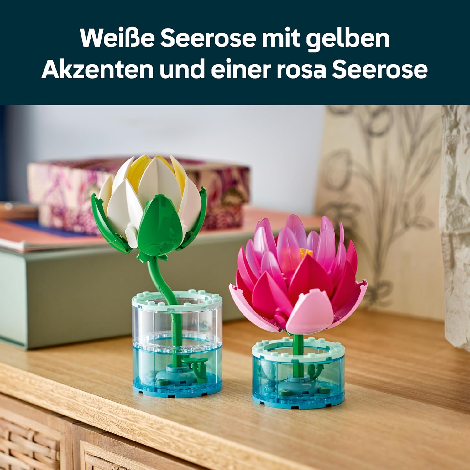 Thumbnail 3 de LEGO Botanicals Seerosen – Kunstblumen-Set mit 2 Topfpflanzen in transparenten Vasen (11511)
