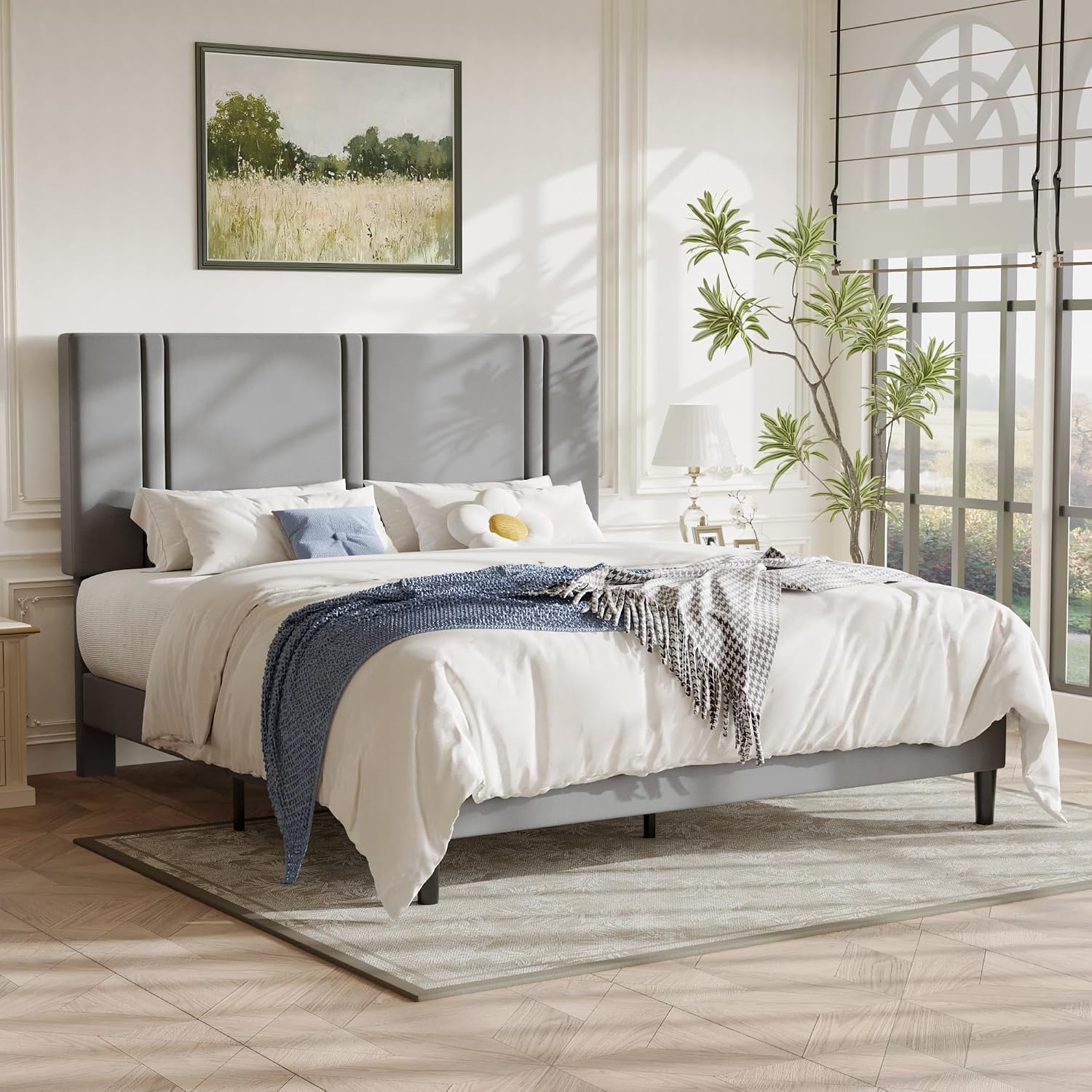Detalle de Allewie California King Platform Bed Frame, Velvet