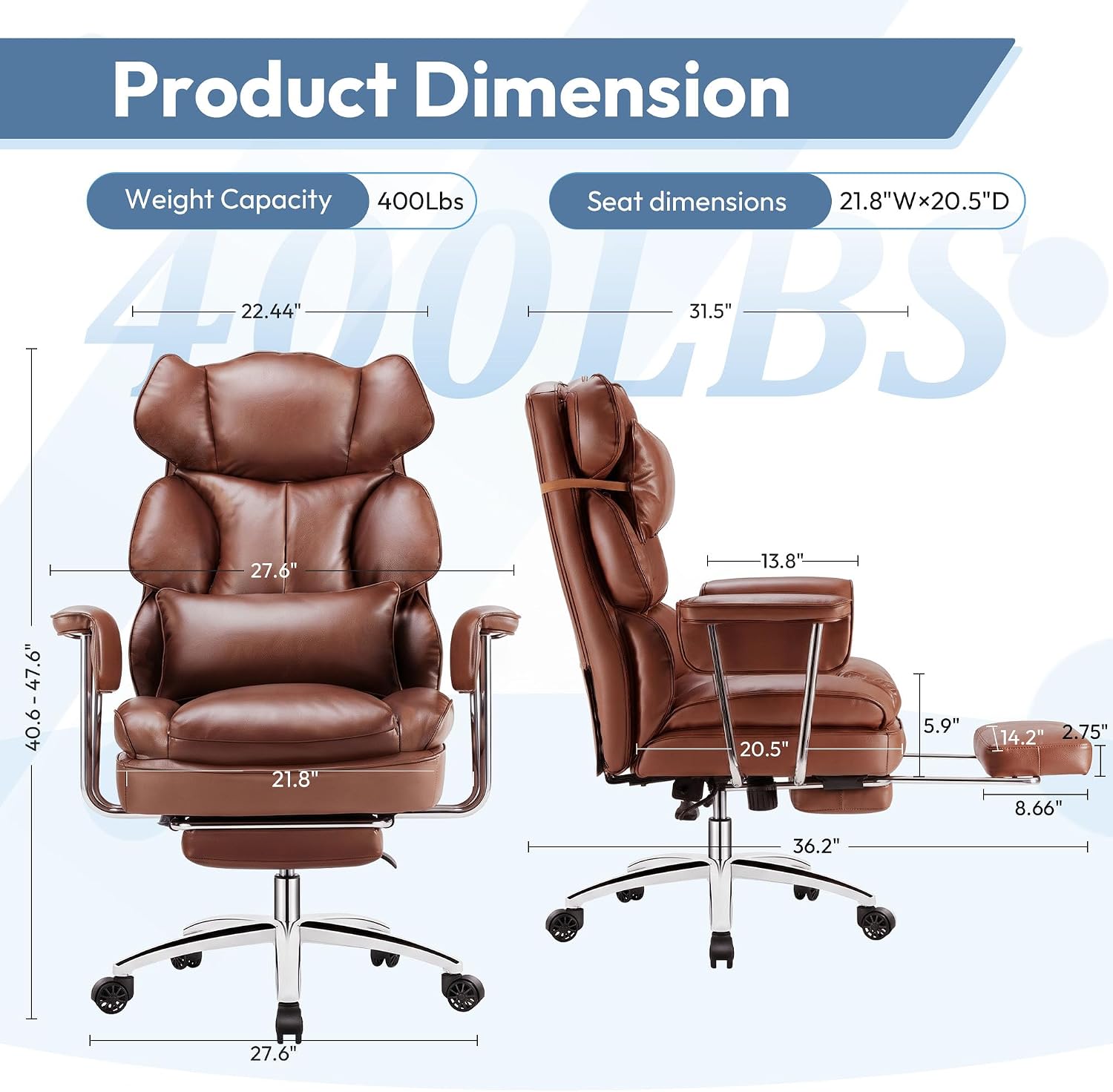 Detalle de Big and Tall Office Chair in PU Leather
