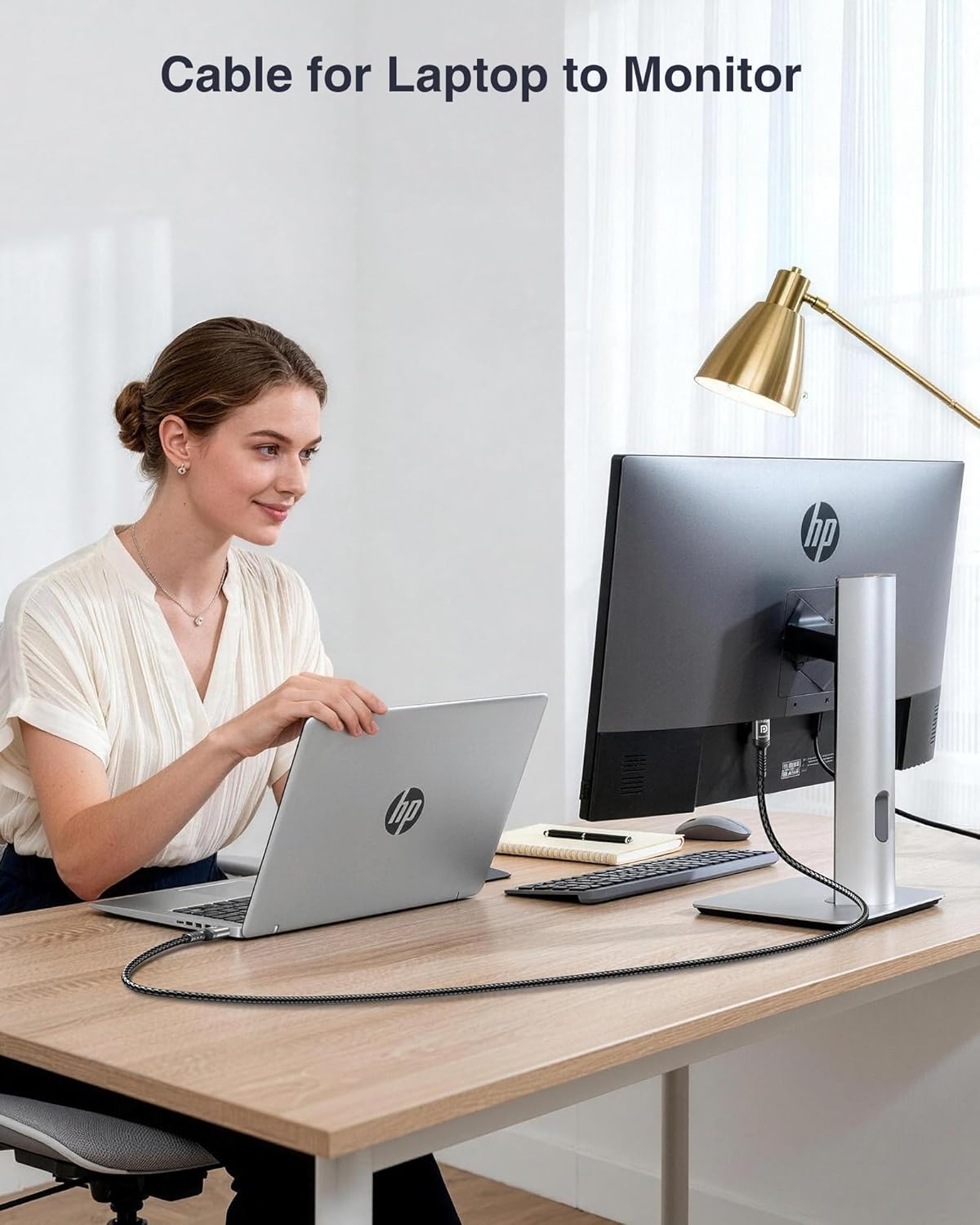Detalle de Ubluker DisplayPort 2.1 Kabel 5 m – 54 Gbps, 8K/60 Hz, UHBR, DSC, HDCP 2.3, Nylon Geflochten
