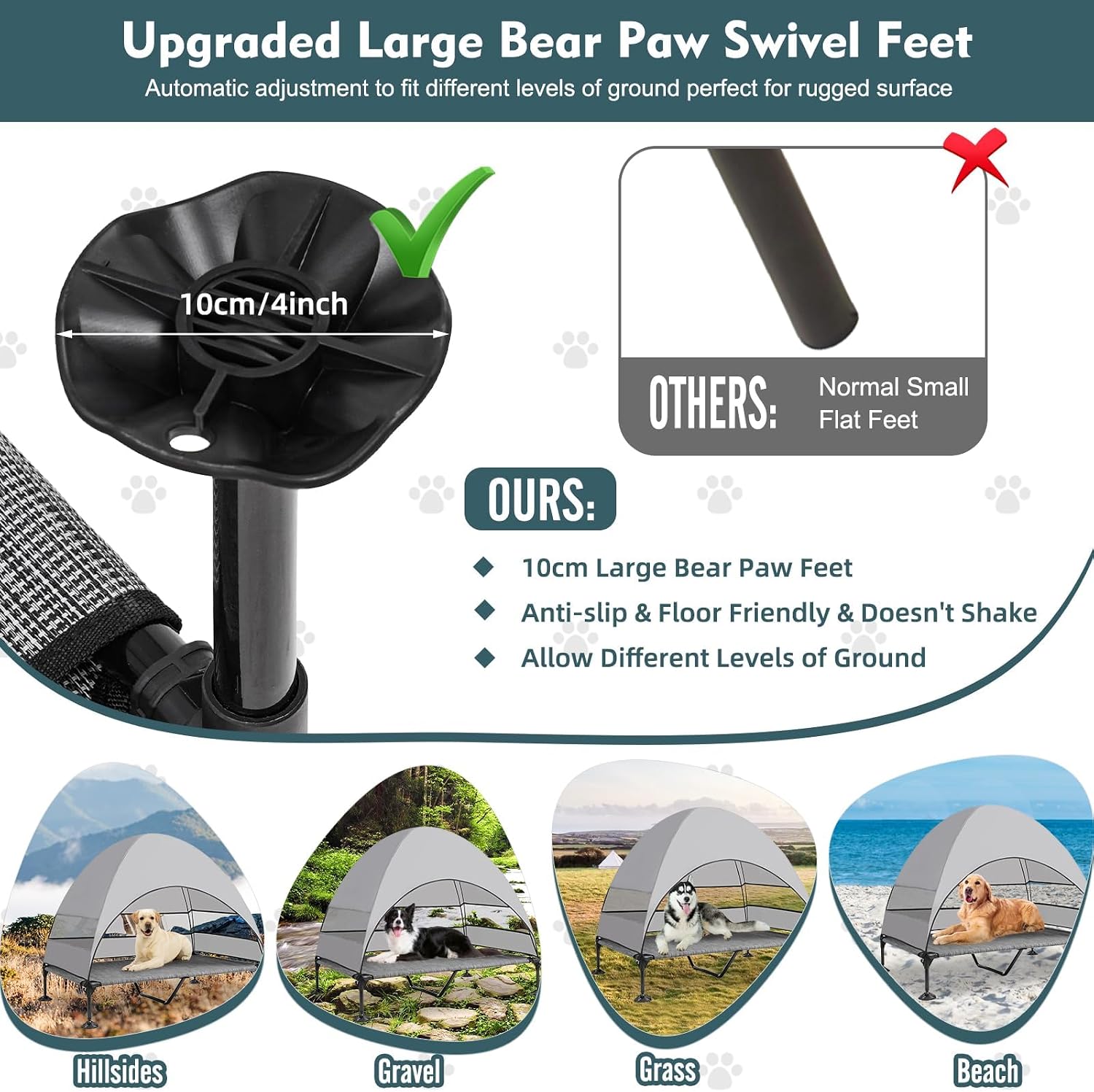 Detalle de Snagle Paw Large Dog Bed With Canopy: Raised Outdoor Dog Cot for Large Breeds