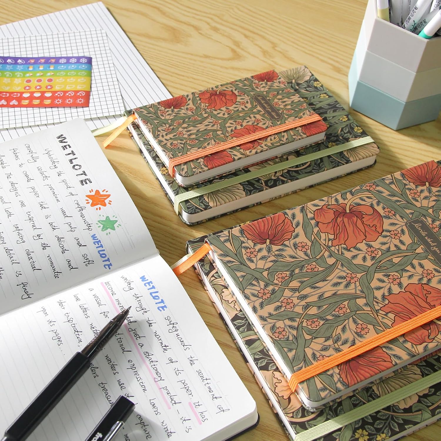 Thumbnail 6 de WETLOTE A6 Notebook 2-Pack – Lined, Fabric Cover, 148 Pages (80gsm), Floral/Orange Blossom Edition